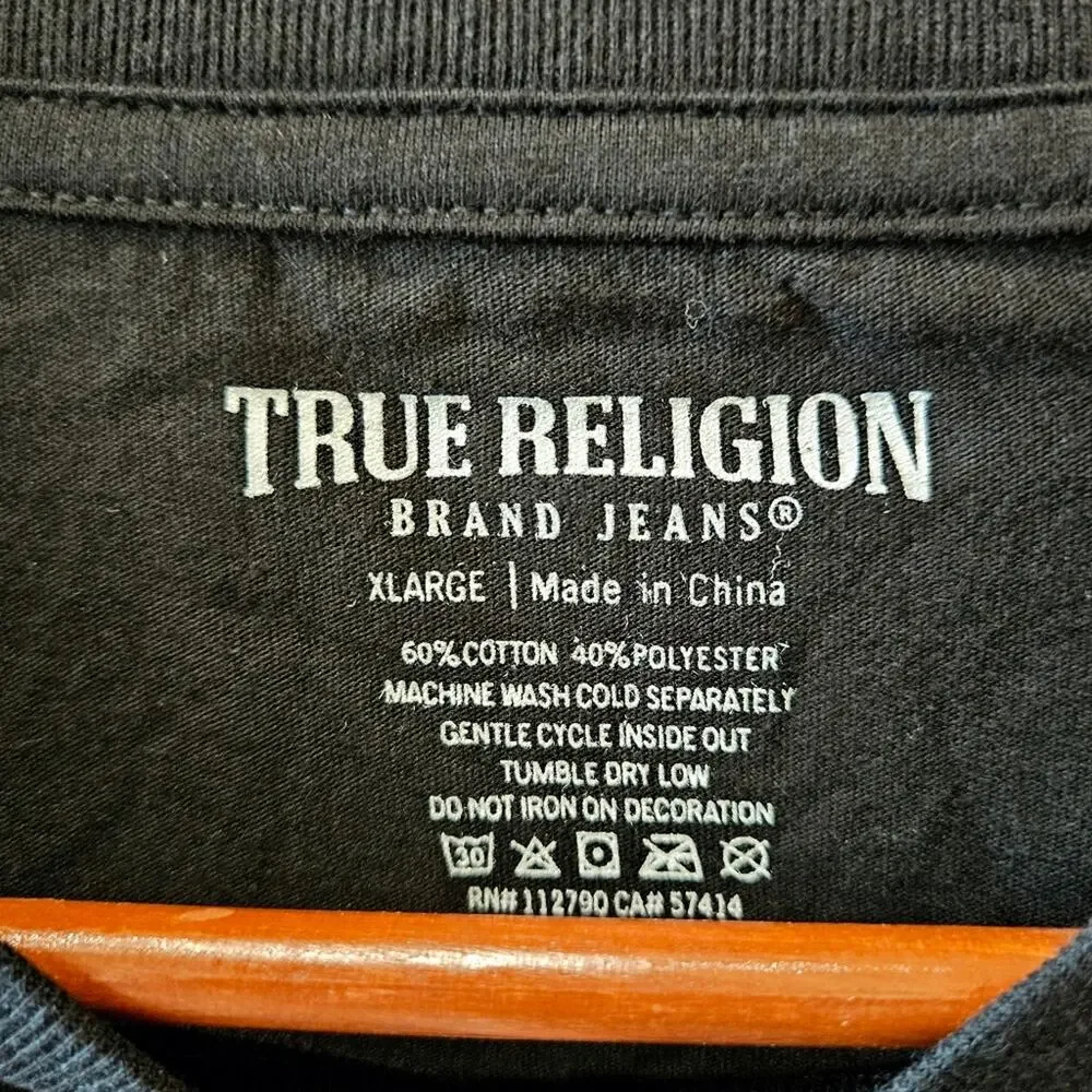 True Religion Buddha Short Sleeve Tee Jet Black Size XL